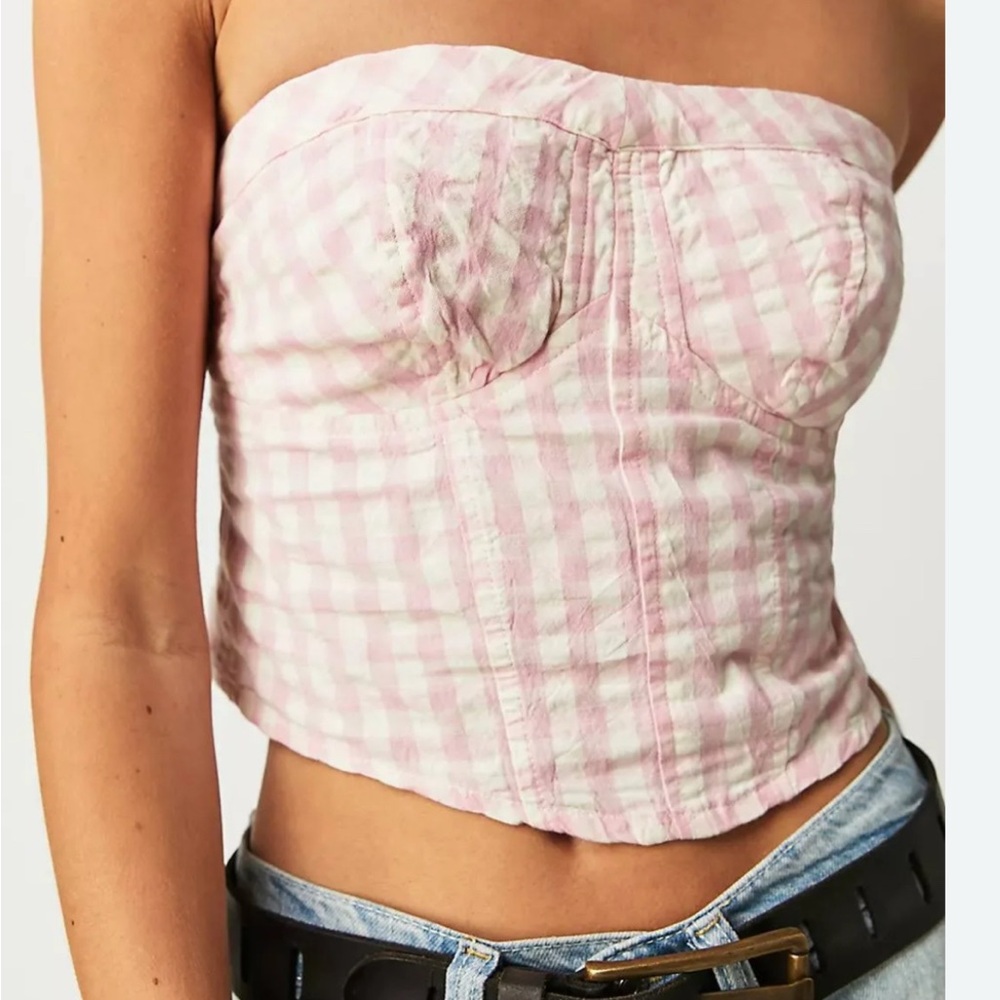 NWT Free People Leilani Gingham Tube Top Size S
